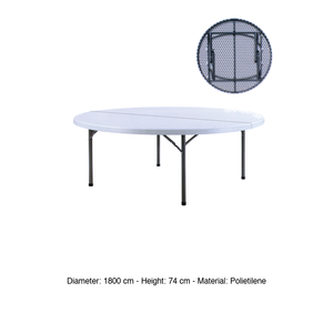 Mesa Plegable Redonda de Polietileno de Dos Piezas para Catering Ø 180 cm H 74 cm M1934 - Product Image 3