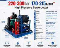 Machine de nettoyage de canalisations à haute pression diesel 220-300 bar 175-215 L/min 44-56 GPM, nettoyeur de tuyaux à jet d'eau haute pression