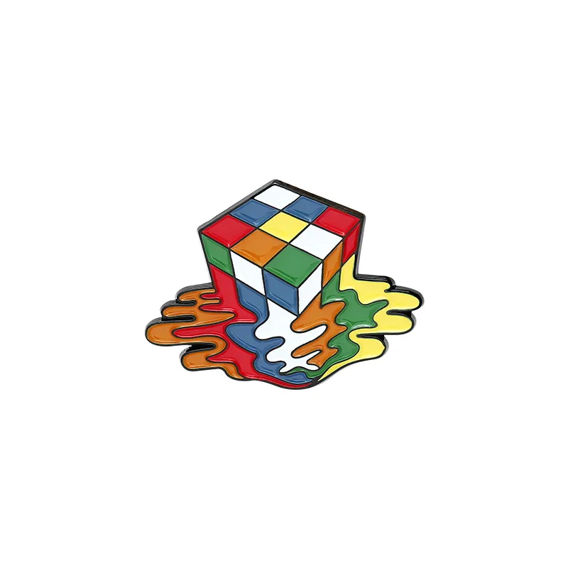 Alfileres de esmalte Thawy de cubo de Rubik para niños y niñas, broches de bolsa, insignia, Pin de esmalte suave para verano, venta directa de fábrica