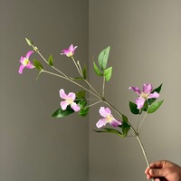Rangkaian Bunga Clematis Buatan Grosir 5 Buah, Untaian Sutra Gantung untuk Dekorasi Pernikahan, Pesta, dan Rumah
