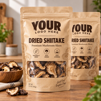 Sachet d'emballage personnalisé en papier kraft imprimé avec logo pour champignons shiitake séchés, pochette à fermeture éclair verticale avec fenêtre pour 100g de champignons tranchés
