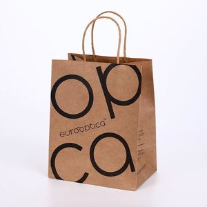 Bolsas de Papel Kraft Marrón de Alta Calidad con Asas - Tamaños Personalizados e Impresión de Logotipo para Restaurantes, Tiendas de Ropa, Cafeterías - Product Image 1