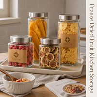 Grand bocal de rangement en verre transparent avec couvercle en verre, récipient de cuisine hermétique en silicone pour farine, poudre de cacao, fournitures de pâtisserie