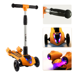 Trottinette à pédales pour enfants à 3 roues pliable avec musique et lampe de poche intégrée, très vendue et de haute qualité - Product Image 4