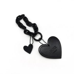 Customizable Wholesale Black and pink Heart-shaped Leather Ins Style Women's Style Acrylic <b>Key</b> <b>Chain</b> for Car Pendant Woman Gift - Product Image 4