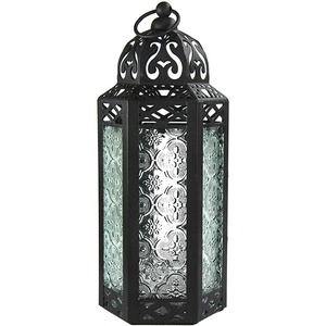 Set of 3 Moroccan Antique Black Metal Candle <strong>Lanterns</strong> Decorative Home Decor Metal Holders &amp; Jars - Product Image 1