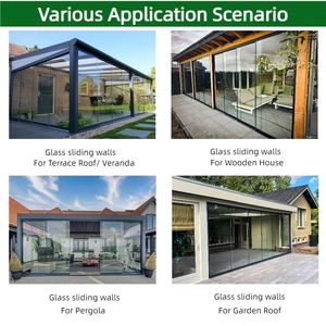 Sistema de Puerta Corredera de <span class=keywords><strong>Vidrio</strong></span> sin Marco de Aluminio, Paredes Correderas de <span class=keywords><strong>Vidrio</strong></span>, Riel de Puerta Interior para <span class=keywords><strong>Terraza</strong></span>, Pérgola, Patio, Solárium - Product Image 6