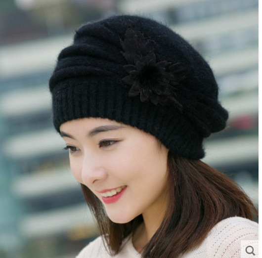 Hat Female Winter Korean Version Flower Rabbit Hair  display picture 3