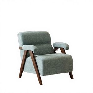 Fauteuil d'appoint ergonomique et durable OE HOME, style Mid-Century Modern, avec structure en bois massif, rembourrage épais et accoudoirs capitonnés, pour salon - Product Image 4