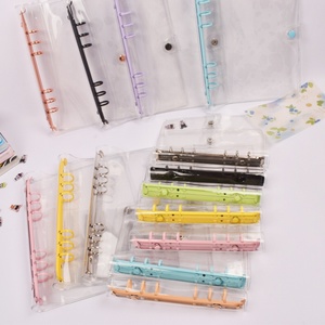 Protège-cahier transparent en PVC à 6 anneaux, rechargeable, avec fermeture à pression, A5/A6, pour journal créatif, agenda, fournitures de bureau et scolaires, cadeau - Product Image 2