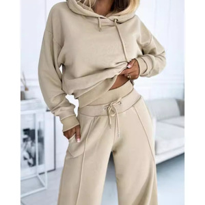 <b>Women</b> Winter Spandex Color Block Hoodie <b>Tracksuit</b> Set Pullover Top Jogger Pants Casual Breathable Outfit - Product Image 2