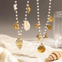 Mode été plaqué or polyvalent attrayant bijoux en acier inoxydable coquille conque pendentif colliers