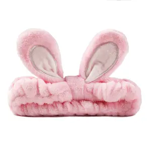 şapkalar kızlar Suppliers-Moda yumuşak sıcak elastik tavşan yay kafa bandı kadın makyaj sevimli tavşan kulaklar saç bantları saç aksesuarları kızlar şapkalar