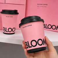 Gobelets en papier biodégradables écologiques jetables avec couvercles 8oz 12oz, logo personnalisé, double paroi pour café chaud, thé, café à emporter