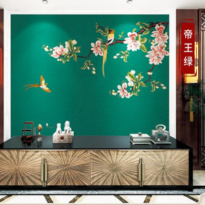 Ke Hong Golden Emperor Embroidered Wallpaper Floral Pattern Textile <b>Wall</b> <b>Covering</b> For Living Room Tv Background <b>Wall</b> - Product Image 4