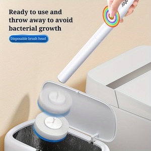 Cepillo de Inodoro Desechable de Plástico con Esponja - Limpiador de Inodoro Portátil con 14 Recambios y Soporte - Product Image 3