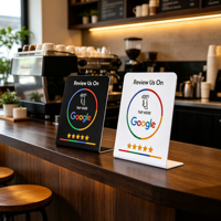 Autocollant NFC Google Review NFC215, carte tactile ronde 13,56 MHz, logo personnalisé OEM, autocollant intelligent pour avis de restaurant