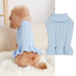 Robe pull tricotée pour chien, col roulé classique, motif torsadé, pour temps froid, mignonne, pour <span class=keywords><strong>chiot</strong></span> - Product Image 4