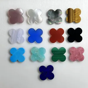 13x13x2mm Natural Malachite Green Four-Leaf Clover Gems