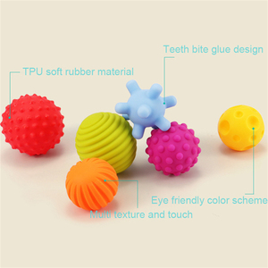 Éducatif précoce enfant en bas âge sensoriel couleur vive 6 pièces caoutchouc bébé pincement doux au toucher main balle ensemble jouets de bain - Product Image 3