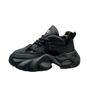 Zapatos casuales de hombre con suela gruesa, estilo nuevo de primavera, con cordones, que aumentan la altura, modernos, a la moda, de color sólido, deportivos. - Product Image 5