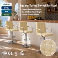 Tabouret de bar capitonné avec accoudoirs, siège rembourré doux pour bar à vin, lounge whisky, mariage, maison, vente en gros, personnalisable, durable