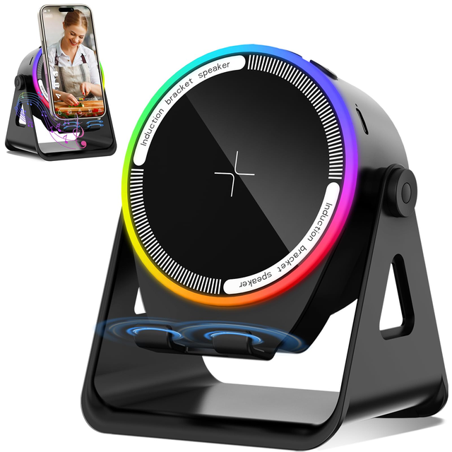 Sensor Sound RGB Speakers Wireless Charger 4 in 1 Induction BT Audio Speaker Mobile Phone Holder Stand BT Music Player