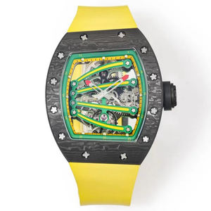 Montre automatique squelette pour homme, forme tonneau, avec tourbillon, en fibre de carbone, idéale pour le sport, les affaires et le quotidien - Product Image 1