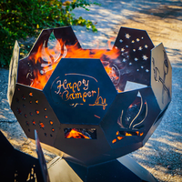Design 3d en acier Corten découpé au Laser, motif artistique, boules décoratives, Sculpture creuse, jardin extérieur, paysage, fosse à feu