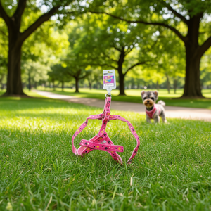 Pettorina per cani con stampa di zampine patchwork da 1,5 pollici, design a pois sul petto e sulla schiena - Product Image 2