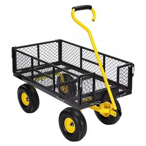 भारी शुल्क 660 एलबीएस स्टील जाल गार्डन कार्ट यार्ड उपकरण वैगन के साथ जंगल के लिए मंच पहिया ट्रॉली - Product Image 4