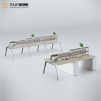 Station de travail modulaire moderne 4 places en bois durable avec design extensible pour le personnel de l'espace ouvert