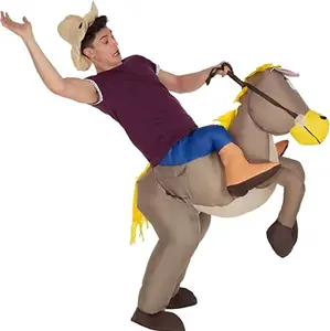 Fantasia inflável para adultos e crianças, fantasia de cavalo de cowboy inflável, fantasia de Halloween