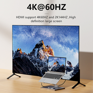 อะแดปเตอร์อะลูมิเนียม 10 in 1 USB C พร้อมแท่นวางแล็ปท็อป มัลติพอร์ต USB 3.0 Type C Hub รองรับ 4K 60Hz HDTV และ Gigabit Lan - Product Image 5