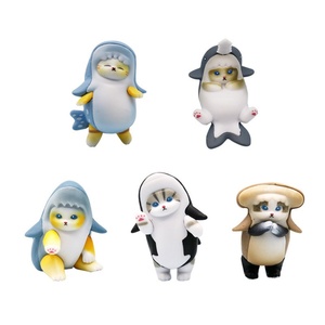 5 pièces/ensemble Q Ver. Figurine d'anime en PVC Mofusand Cos Animal Ocean Marine Shark Cat pour boîte à œufs Catcher, machine de jeu Gashapon, jouet de récompense - Product Image 6