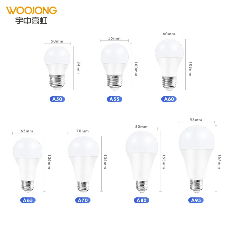 Woojong 5ワット7ワット9ワット12ワット15ワット18ワット20ワット24ワットe27 e26 a60 led電球led電球経済led家電球