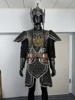 Vestes et Manteaux de Général Chinois Ancien, Costume de Guerrier Noir à Écailles Argentées, Casque Sculpté, pour Reconstitutions Historiques et Spectacles Scéniques