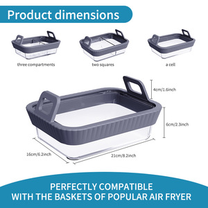 Best-Selling Air Fryer <b>Baking</b> Tray & Mat with <b>Silicone</b> Handles Rectangular Shape for Home Use - Product Image 4