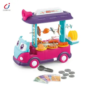 Игрушки Chengji для девочек, кухонные наборы, настоящая игра с едой, 2 в 1, автобус для барбекю, детская симуляция, игрушка-гриль для барбекю, набор ролевых игр, игрушки для детей