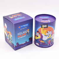 Tirelire en métal personnalisée en forme de dessin animé pour enfants, boîte à monnaie ronde en étain, tirelire en métal avec couvercle