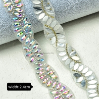 Fantaisie irisé cristal garniture Hot Fix perle strass ruban ruban pour robe ceinture fer sur Strass bande bricolage vêtements ornement