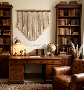 Tapisserie murale en <span class=keywords><strong>macramé</strong></span> Driftwood <span class=keywords><strong>avec</strong></span> perles en <span class=keywords><strong>bois</strong></span> et longues franges, grande décoration murale bohème pour la tête de lit de la chambre - Product Image 6