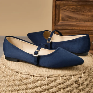 Élégantes Ballerines <span class=keywords><strong>Bleu</strong></span> <span class=keywords><strong>Marine</strong></span> à Bout Pointu et à Enfiler, Tige en Tissu Doux, Doublure Synthétique, Confortables Toute Saison pour Femme - Product Image 2