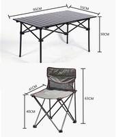 Table pliante légère pour le camping, table portable d'extérieur, table et chaise robustes en alliage d'aluminium, kit table et chaise pliantes