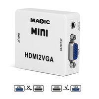 Mini Convertidor HDMI a VGA 1080P Full HD Plug and Play con Audio de 3.5mm, Adaptador HDMI2VGA para PC, Laptop, Monitor, HDTV