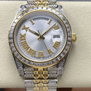 Montre mécanique automatique de haute qualité avec logo personnalisé en acier inoxydable avec verre saphir Moissanite diamant 18mm affichage de la date et du jour - Product Image 2