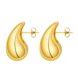 עגילי דמעת נירוסטה אופנתיים לנשים מתנות אנטי אלרגיה צבע זהב מתכת תכשיטי אוזן מסיבת טיפת מים