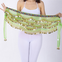 Adulte Taille Libre Or Coin Wrap Taille Hanche Écharpe Mousseline Colorée Crochet À La Main Ceinture De Performance De Danse Du Ventre