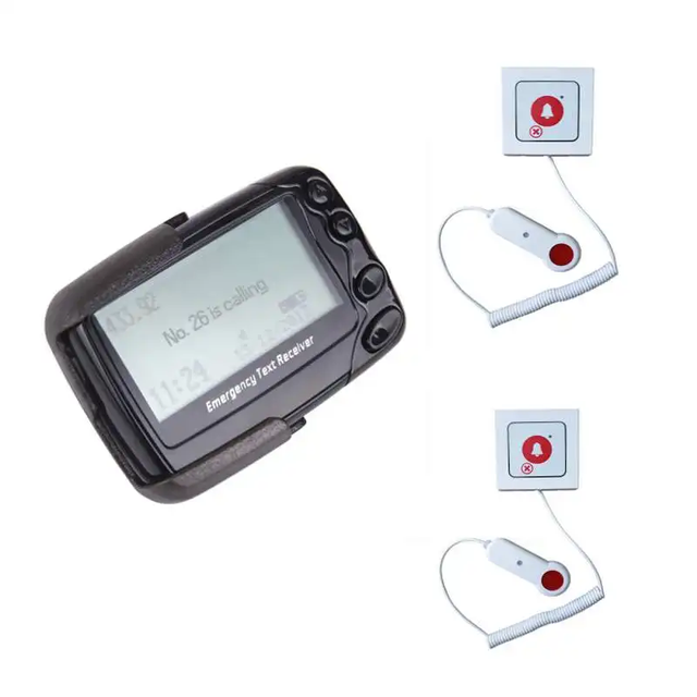 Programmable Alphanumeric Pager Staff Pager POCSAG Alphanumeric Pager Wireless Patient Call Button Nurse Beeper Pager for DAPNET