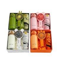 Coffret Cadeau d'Anniversaire Attentionné pour Femme : Ventilateur Portable Personnalisé en Acier Inoxydable, Bouteille Isotherme et Parapluie Pliant